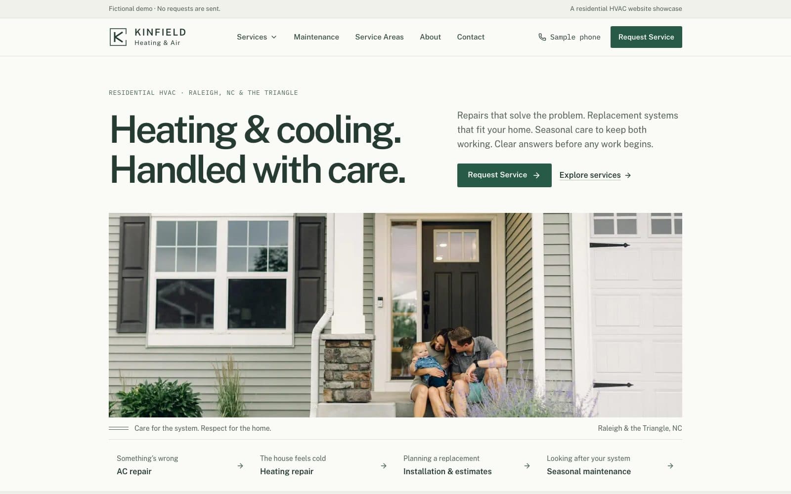 KINFIELD demo homepage: Heating and cooling. Handled with care.